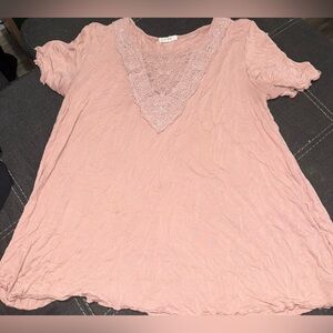 Maurices Blush Lace Accent Blouse